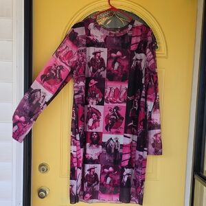Southern Grace Pink/Black/white Mesh Dress